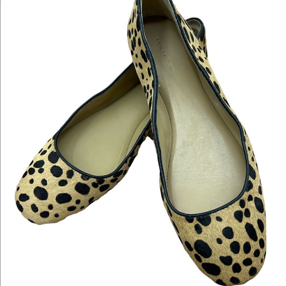 Ann Taylor leather calf hair 6.5M rounded toe flats